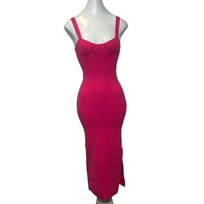 The Drop XXS Dress Sylvia Bodycon Hot Pink Sleeveless Sweetheart Knit Midi  NWT | eBay