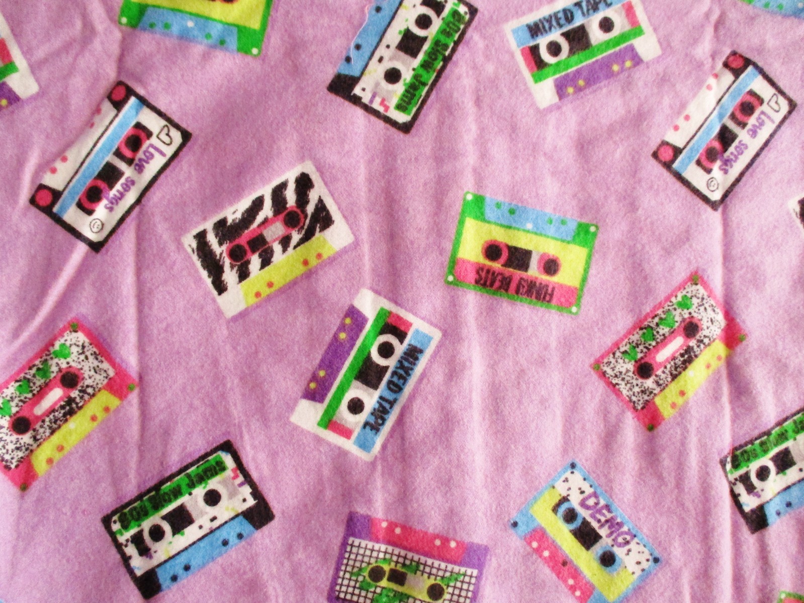 Pj Salvage LIFE IS A MIXED TAPE Flannel Pajama Set LAVENDER/Multi Cotton Med NWT