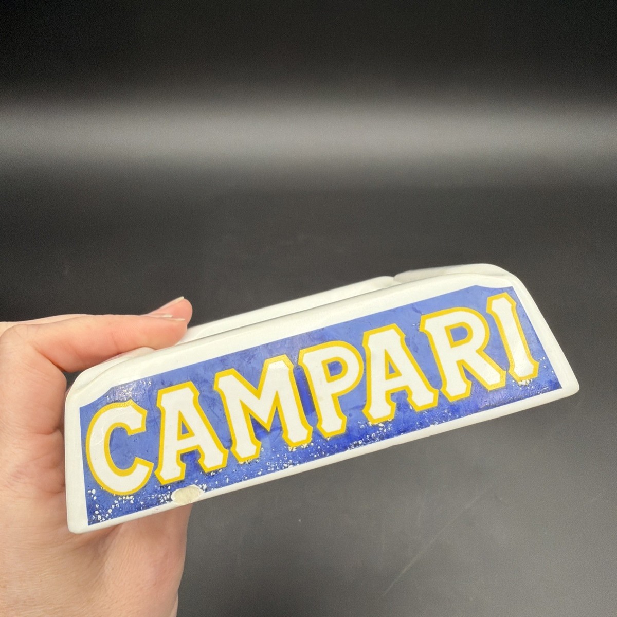Vintage Campari Italy Ceramic Ashtray 1960s Aperitivo Barware