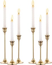 6x Kerzenständer Gold 6er Set Kerzenleuchter Kerzenhalter Stabkerzen für Tisch