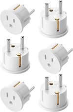 6 Pack European Travel Plug Adapter Type E/F US to Europe EU Plug for Type C E F