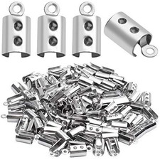 Fold Over Crimp Ends,100Pcs Stainless Steel Fold Crimp Ends Terminator