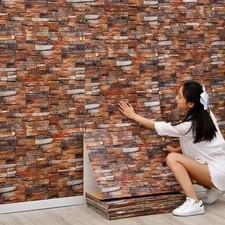 3D Tile Brick Wall Sticker Self-adhesive Waterproof Luxury Finish Easy Fixing