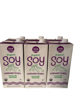  Your Good Foods Organic  Soy Beverage 32 oz Exp. 9/26 Unsweetened pack of 6