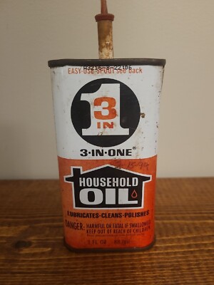 Vintage 3 in 1 Household Oil 3oz Ounce Metal Can Tin With cap 1992 | eBay