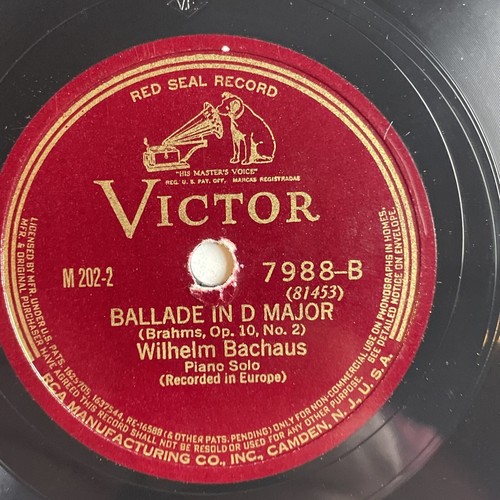 12" 78 RPM-Wilhelm Bachaus-Ballade in D Minor Edward/Brahms/Victor 7988 - Bild 3 von 4