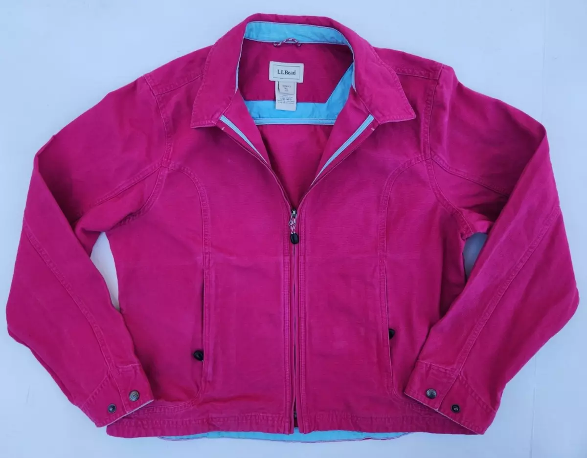 LL Bean Canvas Barn Jacket Coat Women s Size X Large XL Pink Full Zip 0AJW9