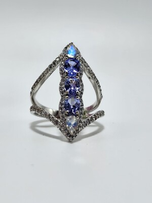 Natural Tanzanite Moonstone Ring Size 7 Sterling Silver 925  Mystic Luxe Jewelry