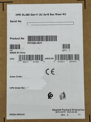 HPE ProLiant DL380 Gen11 2U x16/x16/x16 FHFL Secondary Riser Kit P51083-B21