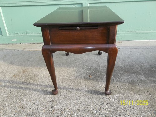 Rare Vintage Harden Furniture Queen Anne Cherry Single Drawer Double Tea Table - Picture 6 of 23