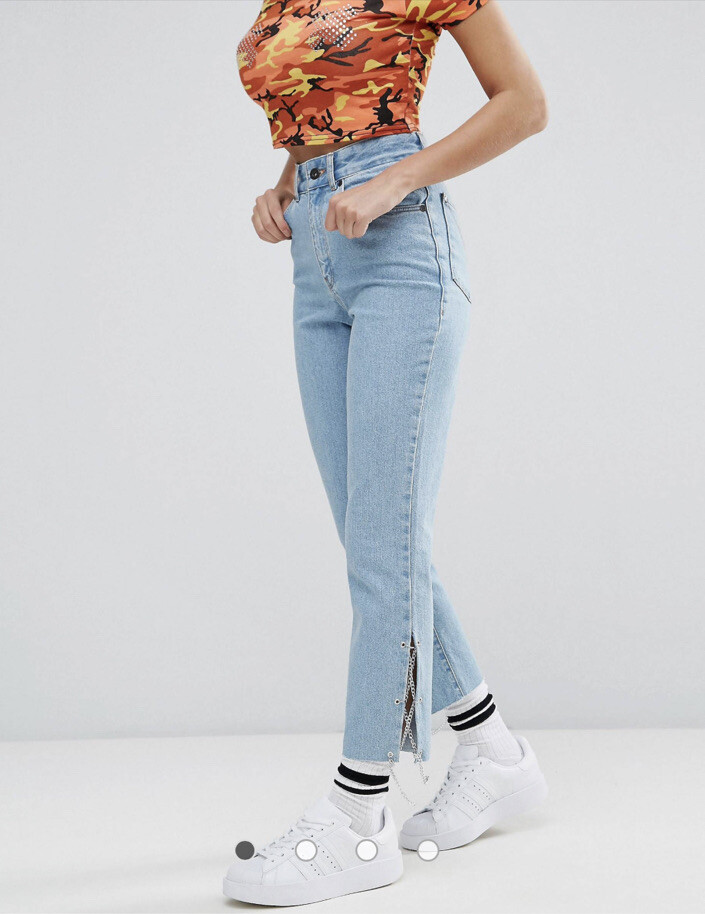 The Ragged Priest Mom Jeans Lace Up Chain Sides Size 28 Dolls Kill