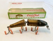 ESCA VINTAGE CREEK CHUB LURE SNODATA LUCCIO MUSCHIATO n.3000W? Scatola in legno adesivo orig 6"