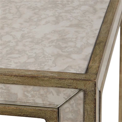 Uttermost Julie Contemporary MDF Wood Mirrored End Table in Antique Gold - Picture 4 of 6