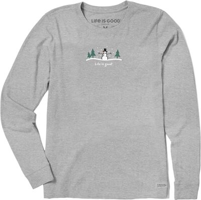 Life Is Good, Herren Crusher Langarm T-Shirt, XL, Farbe Grau