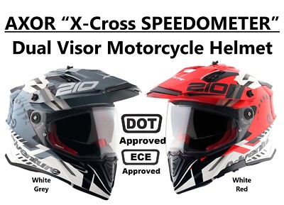 AXOR  X-Cross SPEEDOMETER  DOT & ECE Approved Dual Visor Motorcycle Helmets