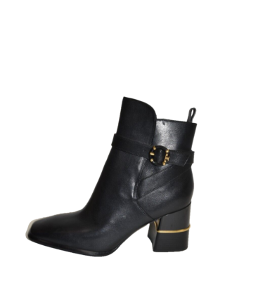 New! Tory Burch Square Toe Logo Buckled Boots Black Size 11