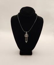 Crystal Healing Stone with black cord necklace Colorless