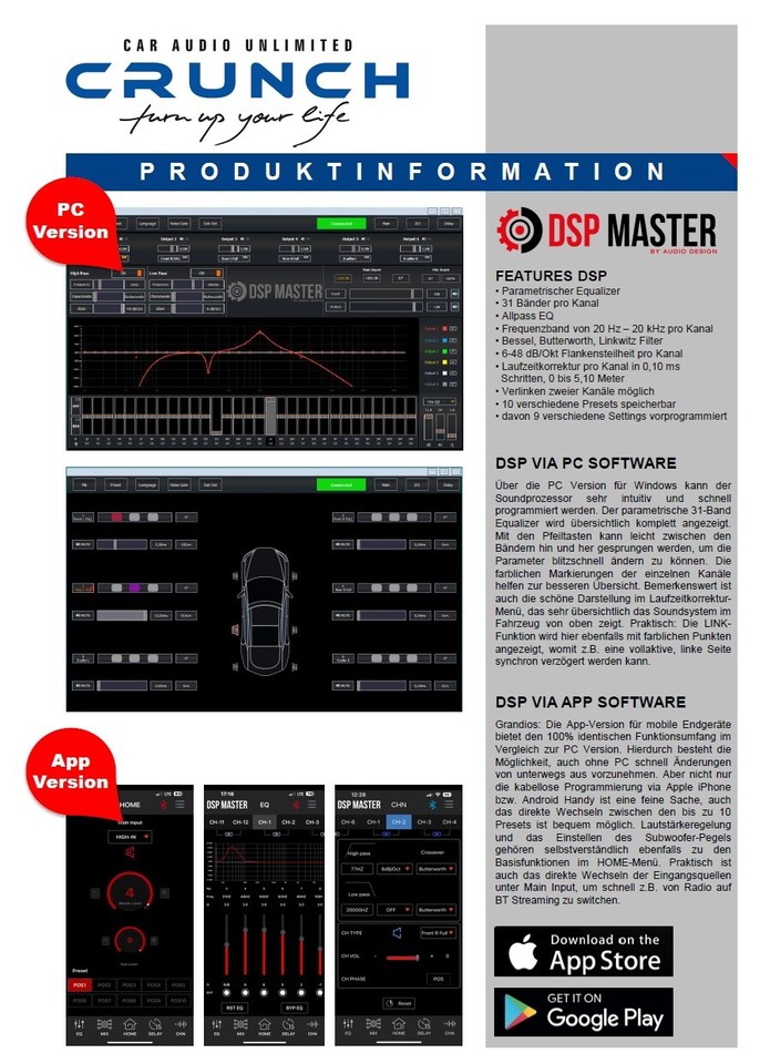 CRUNCH CRE400.4DSP-ISO - Amplificador De Coche (4 Canales, Clase A