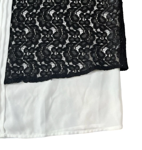 Karl Lagerfeld NWOT Black Lace Overlay White Sleeveless Button Down Shirt Medium - Image 4 of 4
