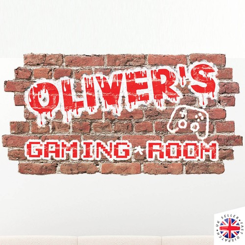 PERSONALISED CUSTOM NAME Wall Decal Sticker Vinyl GAMING ROOM Kids Boys Girls - Picture 5 of 8