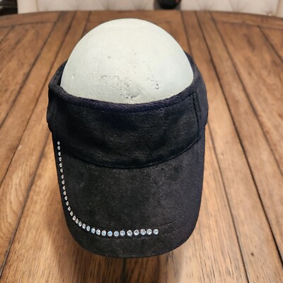 Woman’s Black Bejeweled Visor Cap Samantha Visor - Onyx Black with Rhinestones - FINAL SALE  main image 2