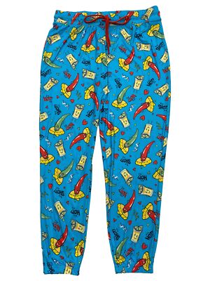 Womens Blue Hot Shot Jalapeno Joggers Sleep Pants Pajama Bottoms