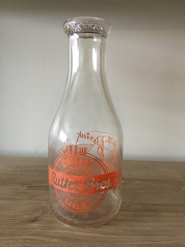 BOTELLA DE LECHE RUTTER BROTHERS DE 1 CUARTO, YORK, PA, etiqueta naranja ¡Bonita! - Imagen 4 de 4