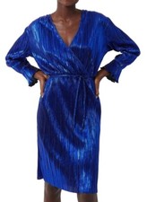 FRENCH CONNECTION Pleated Dress Womens 10 12 14 16 Party Metallic Shiny