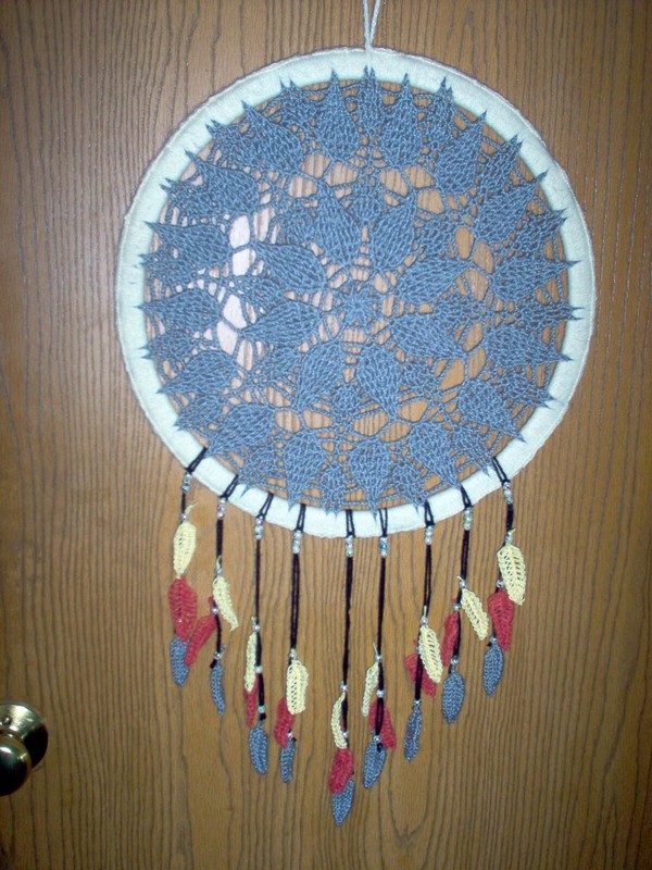 Hand crochet dream catcher, window/wall decor 27" long  #4