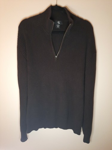 Calvin Klein Mens Sweater Brown Size XXL 1/2 Zip Pullover Mock-Neck - 第 1/6 張圖片