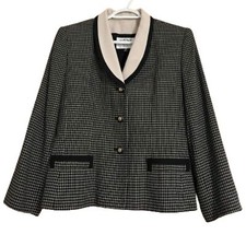 Kasper ASL Women  s Black  Pastel Pink Business Office Blazer Jacket Sz-8P