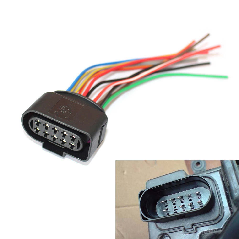 10-Pin Halogen Headlight Lamp Connector 1J0 973 735 Direct Fit for 