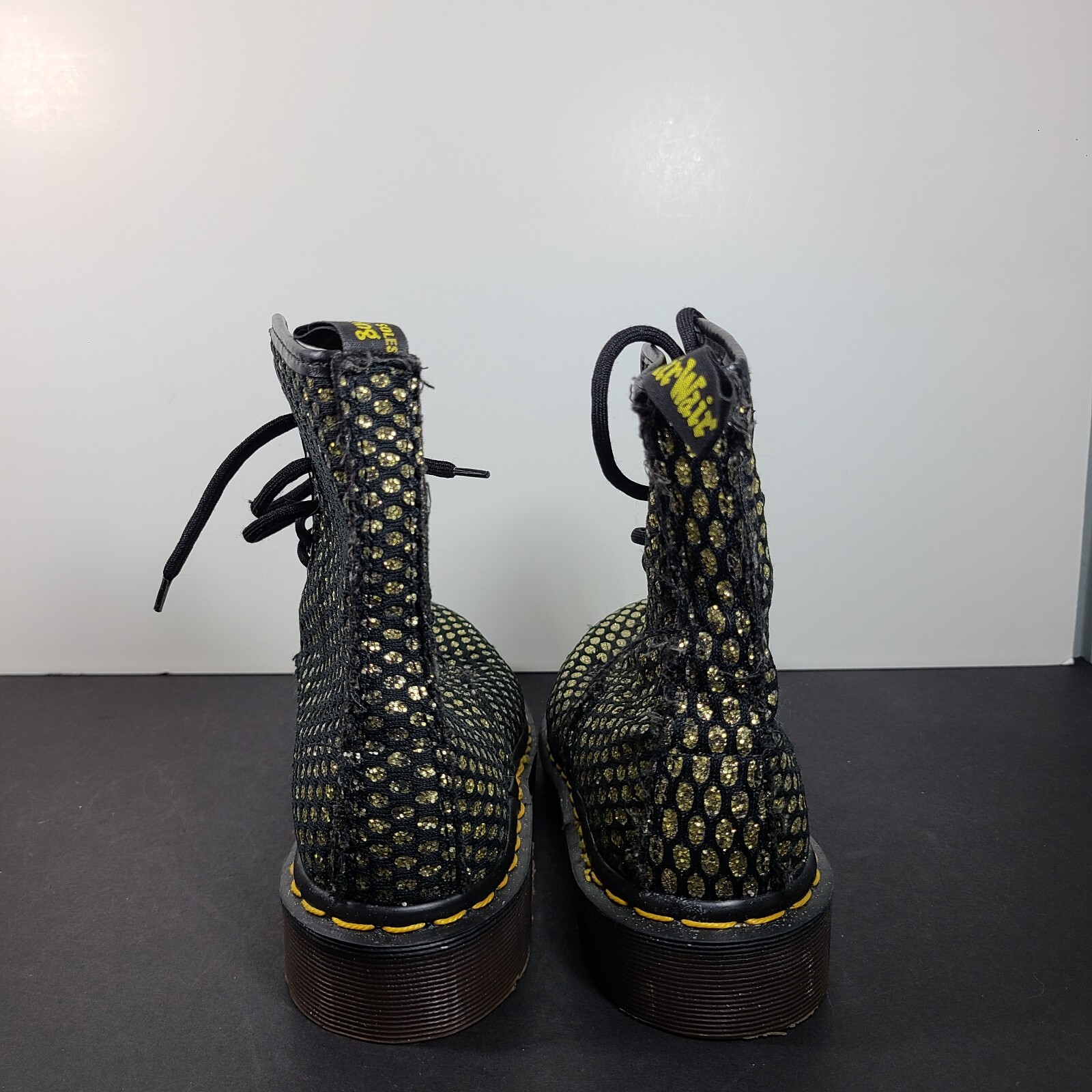 Doc Dr Martens Gold Glitter Oval Pattern Boots VTG MA… Gem
