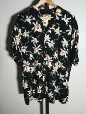 Vintage Paradise Found Orchid Hawaiian Shirt Short Sleeve Mens XXL 2XL