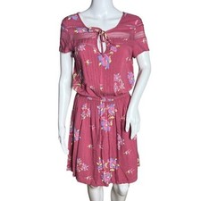 Matilda Jane Dress Womens Small Pink Blue Floral Art Class Bloom Cottage Core