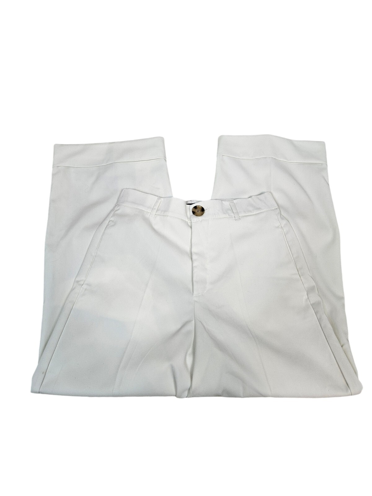 Zara Womens Oyster White Wide Leg Cuffed Dress Pants Size Small M75