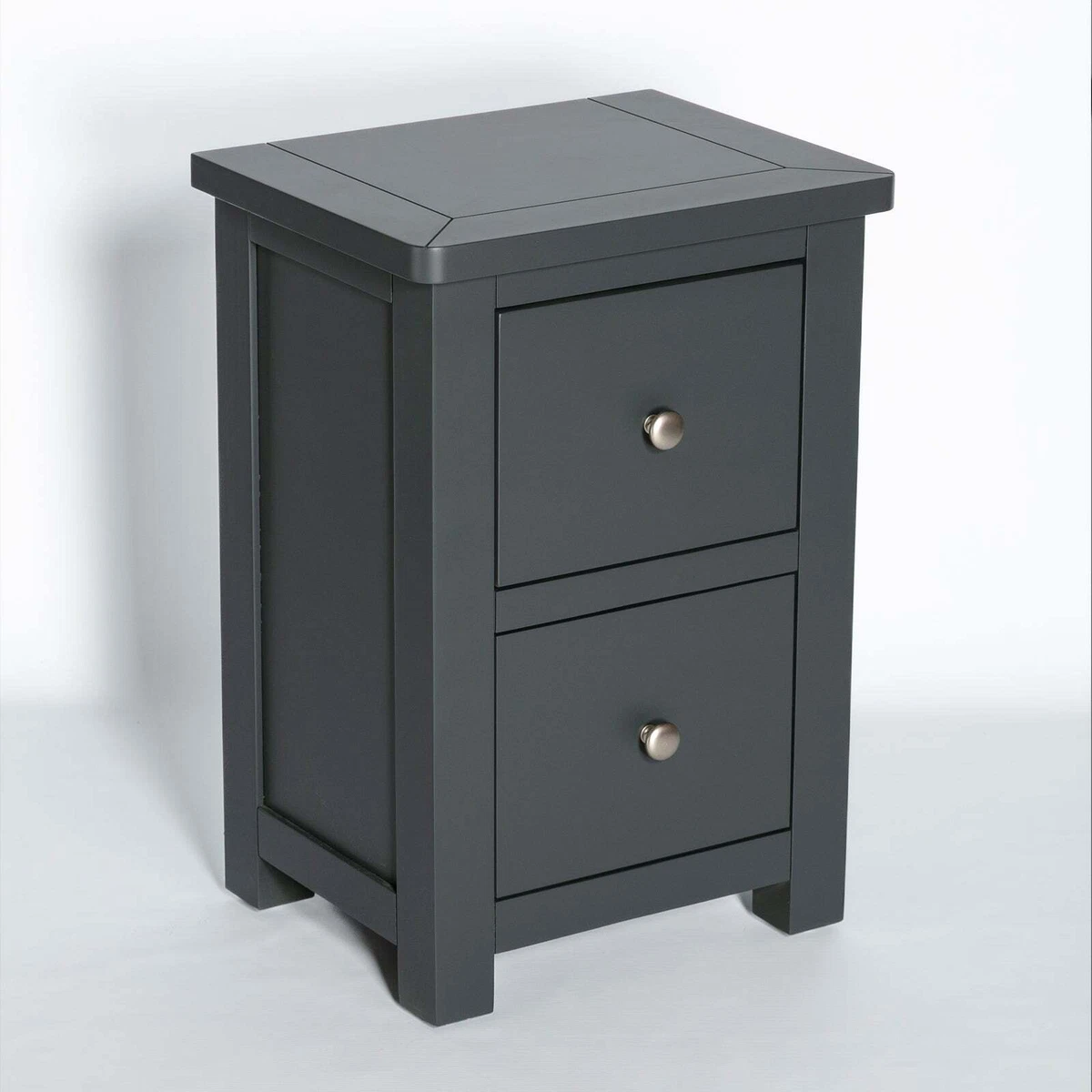 Black solid cheap wood nightstand
