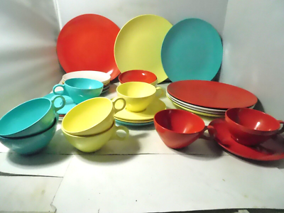 MCM Set of Beverly by Prolon Melmac/Melamine Dishes-35 Colorful Pieces