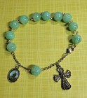 9" Green Marbled Effect Beaded Rosary Bracelet Handmade — photo 1