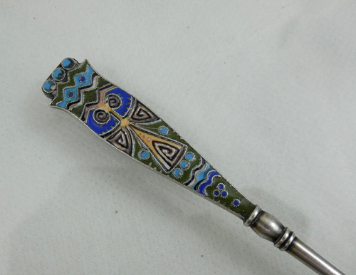 FINEST ANTIQUE IMPERIAL RUSSIAN 88 SILVER ENAMEL SPOON Faberge / Feodor Ruckert - 第 16/24 張圖片