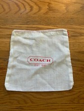 Coach white cotton drawstring dust cover / jewelry bag 8x8