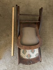 Antique Victorian Wood Folding Rocking Chair Floral tapestry