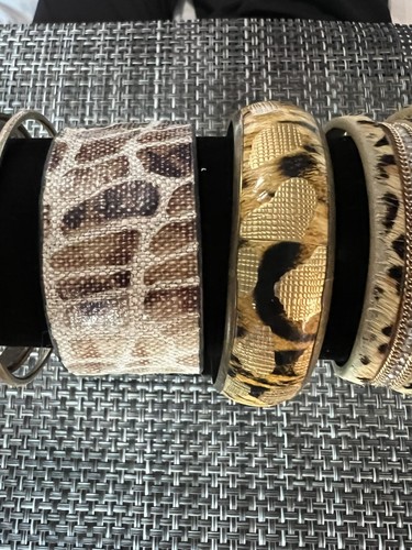 Lot Of 8 Piece Gold & Bronze Tone Leopard Metal Bangle Bracelet Jewelry C20 - Picture 5 of 8