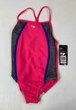 Speedo Girls Heather Thin Strape Size 10 Swimsuit Pink NWT