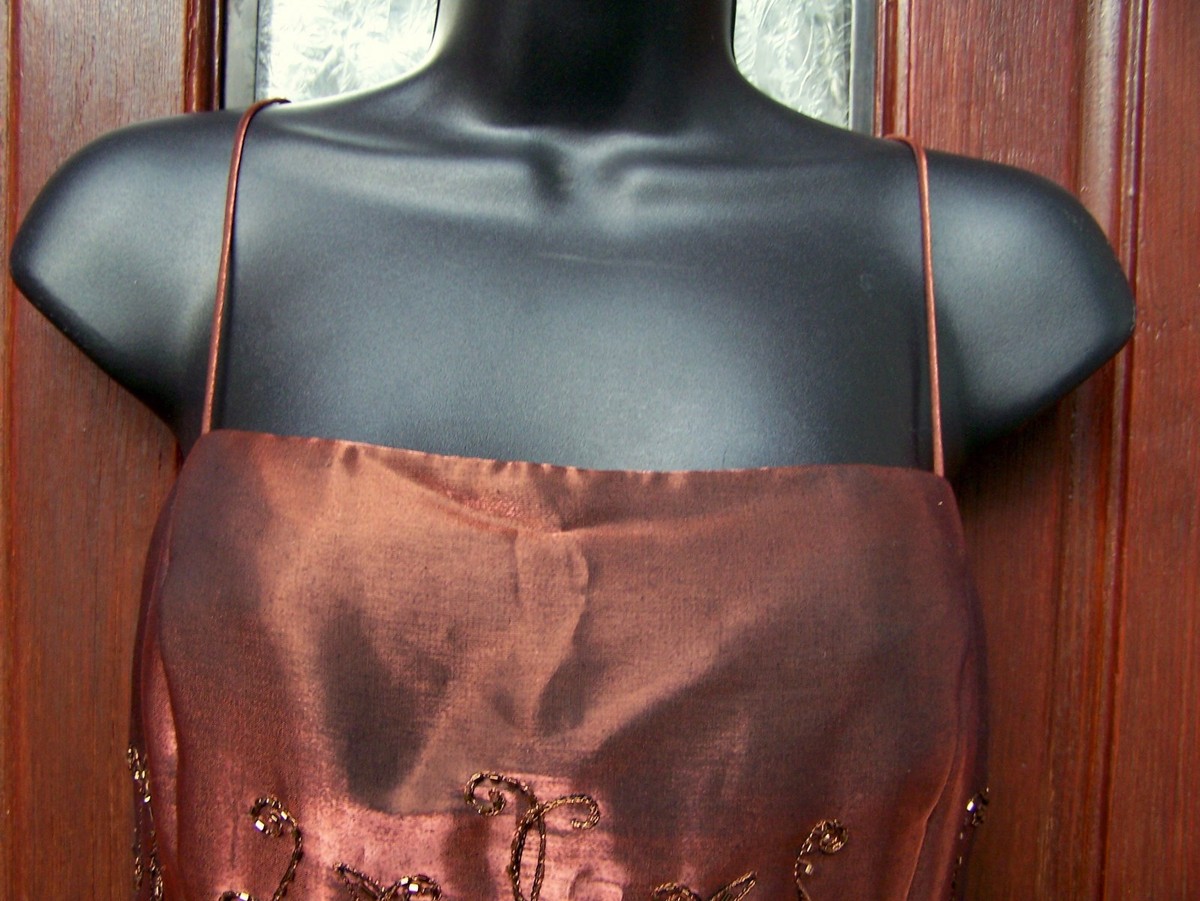 DAVE & JOHNNY VINTAGE SHIMMER COPPER FORMAL DRESS SPAGHETTI STRAP PROM 9-10 NWOT View 4