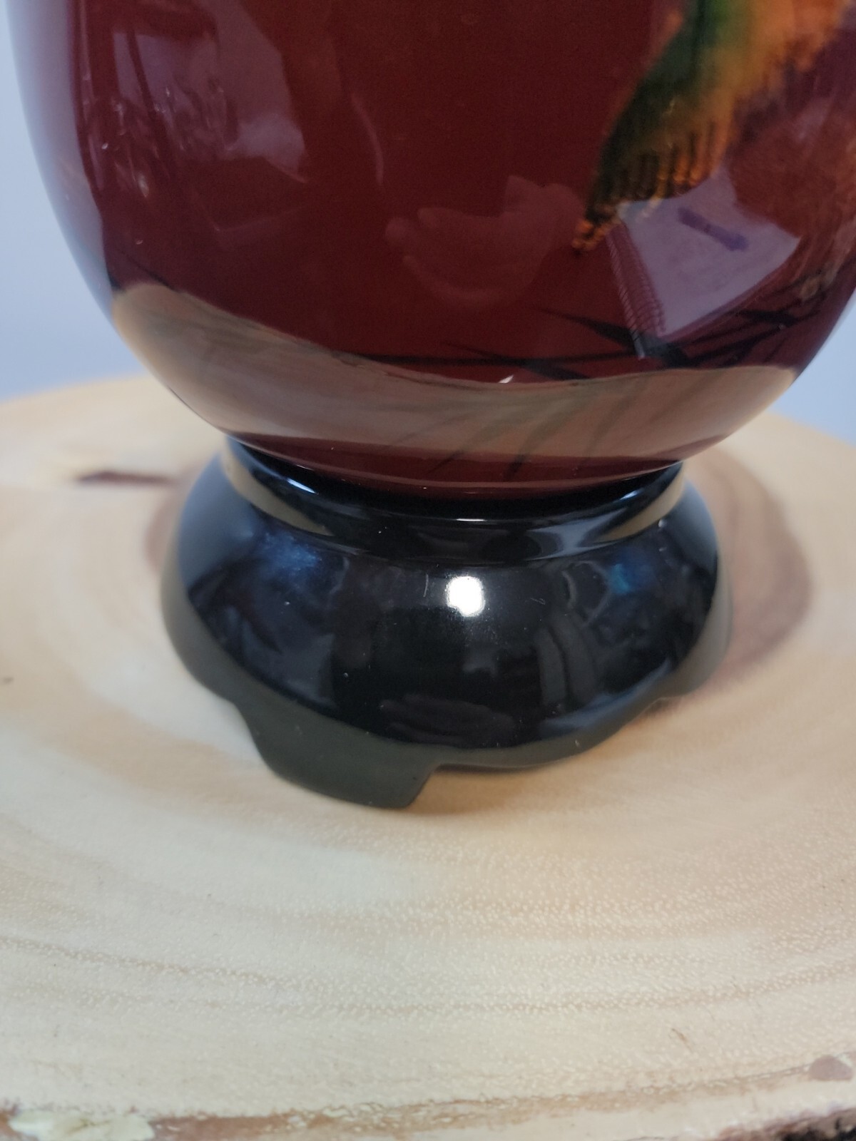 Vietnam Brown Enamel Art Deco Egg Vase Birds The Vaase W/ lid