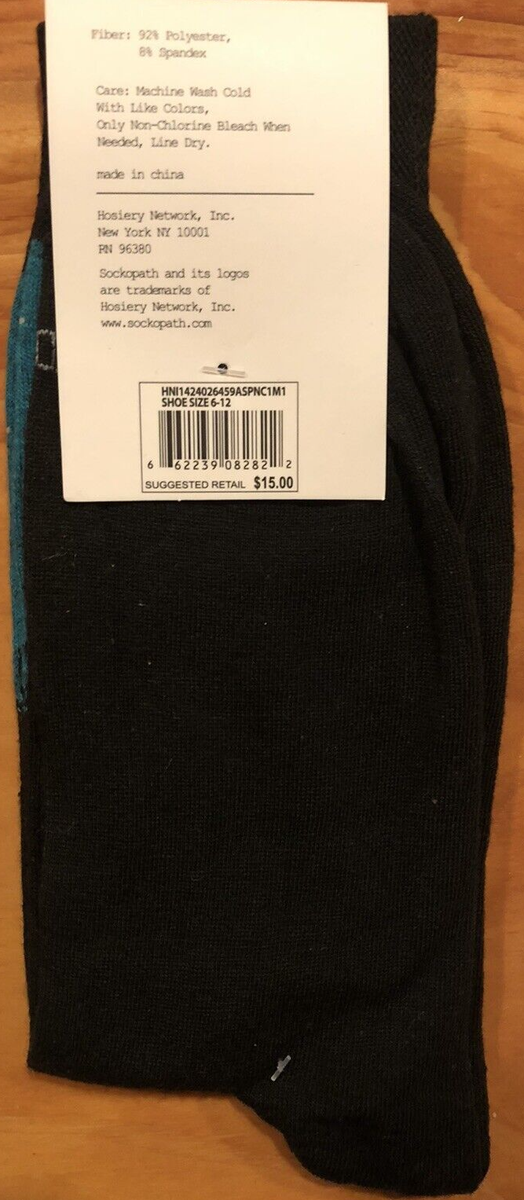 Sockopath Dog with UFO Crew Socks Mens Shoe Size 6-12 Black 1 Pair