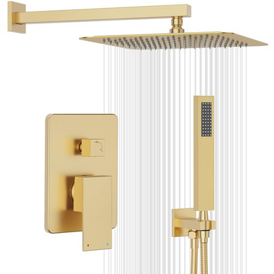 #ad Shower System Gold Rainfall Shower Faucet Set Complete 12quot; High Pressure St... $304.85