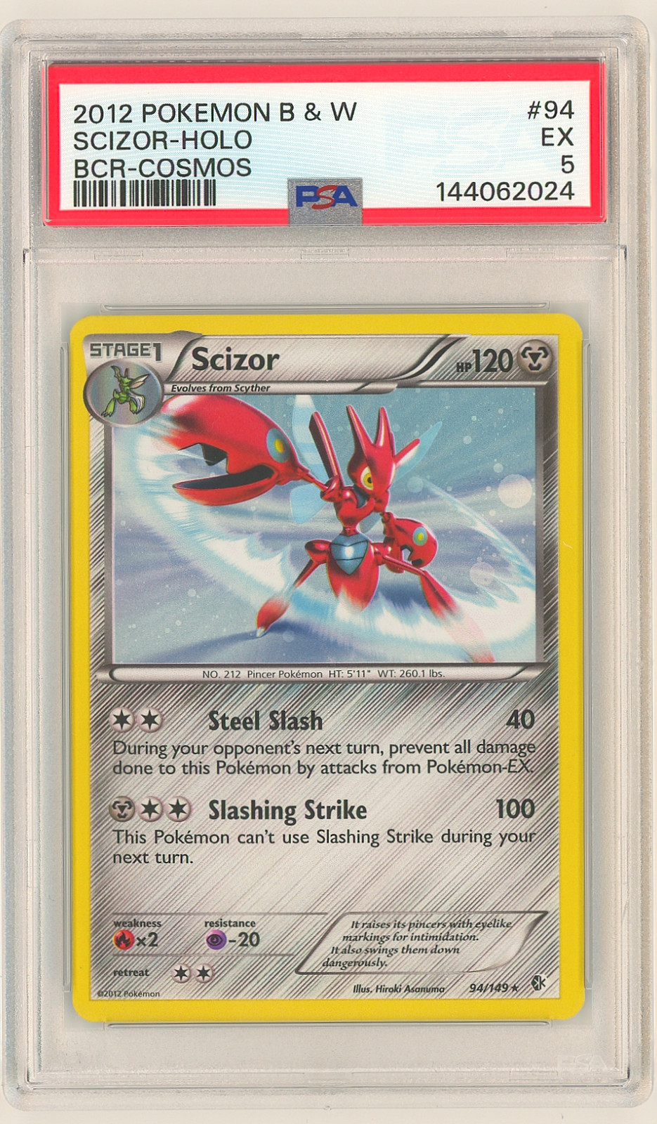 2012 POKEMON BLACK & WHITE BOUNDARIES CROSSED #94 SCIZOR-HOLO BCR-COSMOS PSA 5