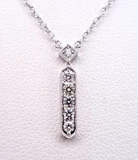 10K WHITE GOLD .20CTW ROUND DIAMOND VERTICAL BAR NECKLACE